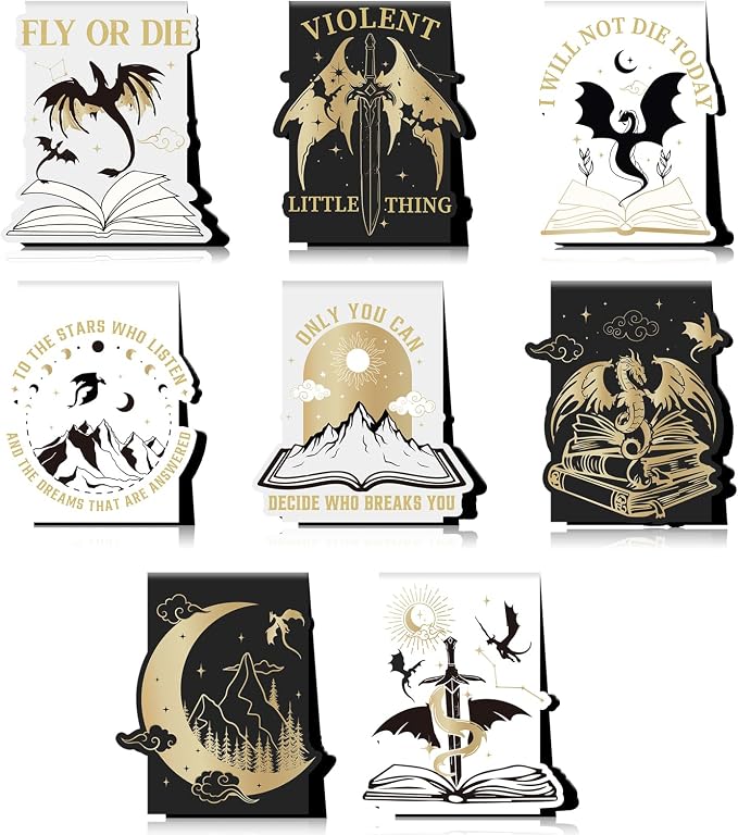 Dragon Magnetic Bookmark Gift - 8 PCs Fantasy Cool Unique Funny Book Mark Magnets Page Markers for Reading Women Men Kids Novel Fans Book Lovers Students Birthday Graduation School