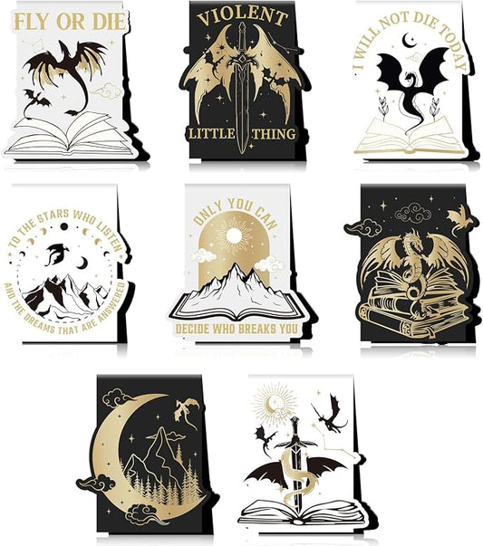 Dragon Magnetic Bookmark Gift - 8 PCs Fantasy Cool Unique Funny Book Mark Magnets Page Markers for Reading Women Men Kids Novel Fans Book Lovers Students Birthday Graduation School