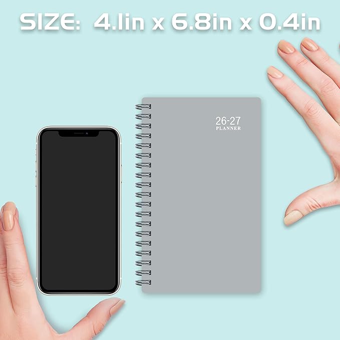 2026-2027 Pocket Calendar/Planner - Weekly & Monthly Pocket Planner for Purse, Jul. 2026 - Jun. 2027, 6.8" x 4.1", Strong Twin - Wire Binding, Plastic Cover