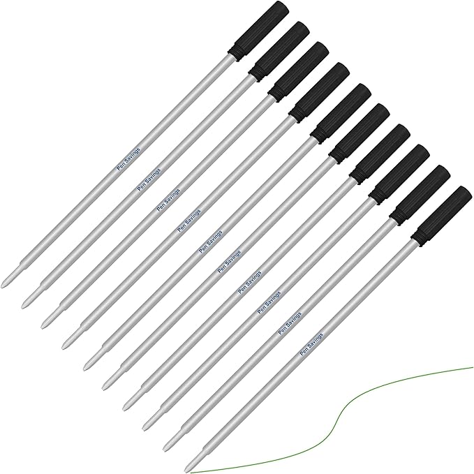 Pen Savings Ballpoint Pen Refills for Cross Pens, Medium Point 1.0mm, Frictionless Flow Smooth Writing, 10 Pack (Green)