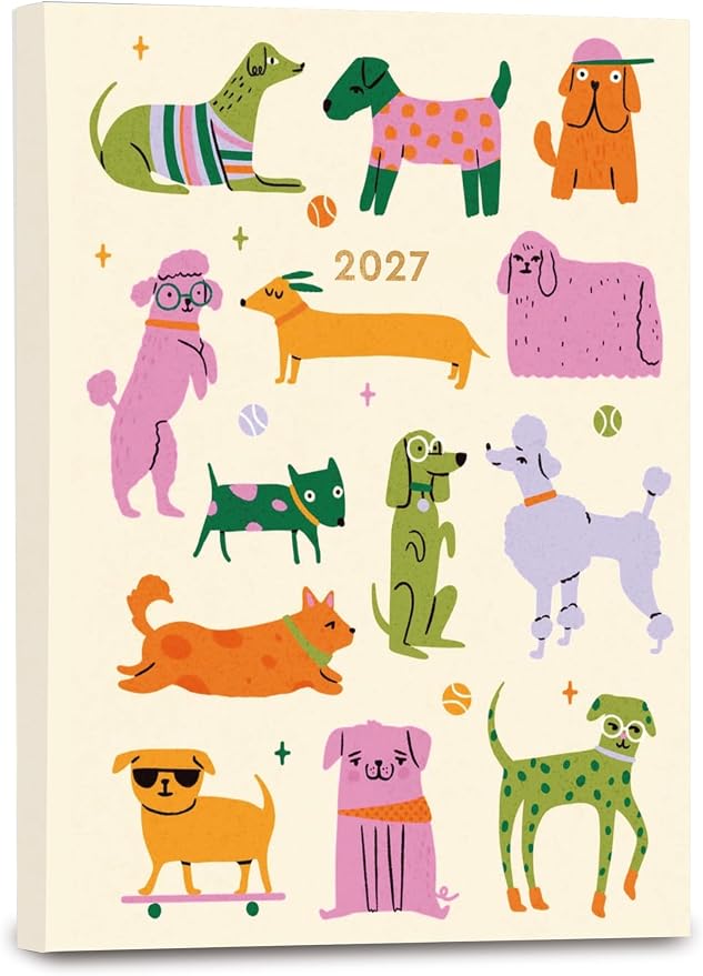 High Note 2027 Planner, 17-Month Weekly & Monthly Flexible Cover Calendar Book with Goal & Project Planning Pages, August 2026 – December 2027, 5.75" x 7.5", Furry Friends