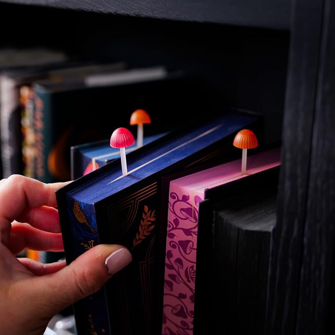 Genuine Fred Magic Sprout, Mini-Mushroom Bookmarks - Set of 4 - Two Sizes & Colors - Soft, Flexible Silicone - Fun Stocking Stuffer, Gift for Book Lovers, Teachers, Back to School - Cottagecore Decor