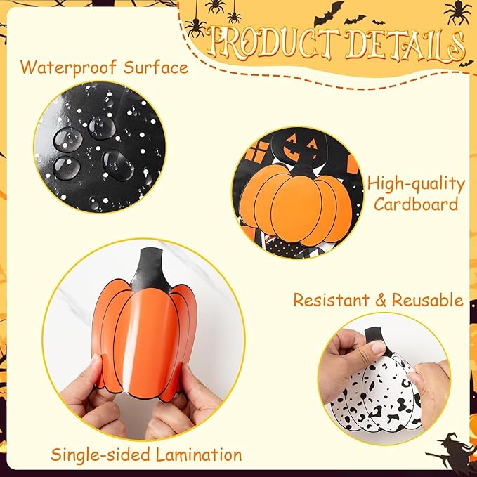 VABAMNA Halloween Fall Bulletin Board Decorations for Classroom, 95 Pcs Black Orange Autumn Pumpkin Patch Bat Paper Cutouts Borders Trim for Home School, Halloween Thanksgiving Harvest Party Supplies