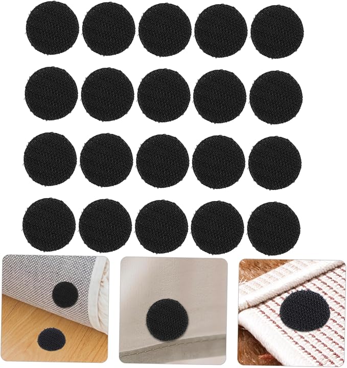 PRETYZOOM 20pcs Strong Adhesive Hook and Loop Tape for Mounting Reusable Round Pads for Wall Decor and Tools Hanging for Carpets Wires and Frames
