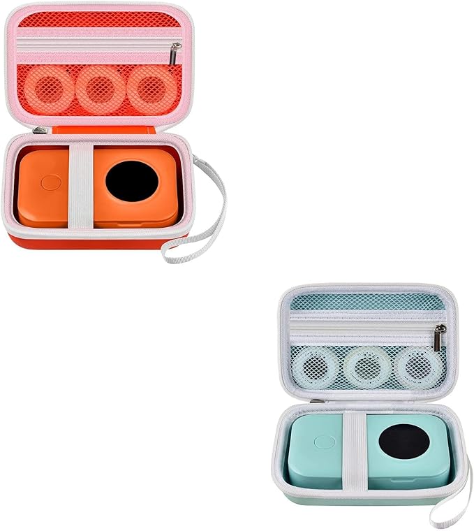 Case Compatible with Phomemo D30 D35 M02/ M02S/ M02 for NELKO Label Maker, for NIIMBOT for JADENS for Memoking for SUPVAN Labeler Sticker Storage Holder Tape Paper Roll (Orange + Green (2 Packs)