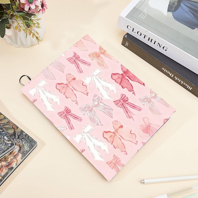 CRASPIRE Stretchable Book Cover Protector Pink Bow Bowknot Washable Reusable Jumbo Fabric Cloth Elastic Sleeve Stretchy Wrap Up to 9x11In for Hardcover Paperbacks Book Lover Notebook Textbook Reader