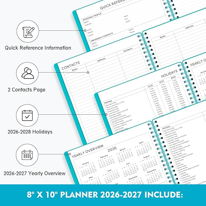 Planner 2026-2027 - Academic Planner from July 2026 - June 2027, 7.7" x 9.8", Calendar Planner 2026-2027, Weekly and Monthly Planner Spiral Bound, Flexible Cover, To-Do List, 12 Monthly Tabs