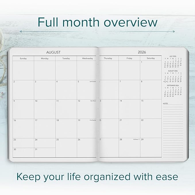 Harbor Large Monthly Planner 2025-2026, Calendar Planner and Notebook, Durable Faux Leather, 14 Months, 96 Pages, Softcover & Lightweight - Cambridge Flamingo - 9.75x7.5"