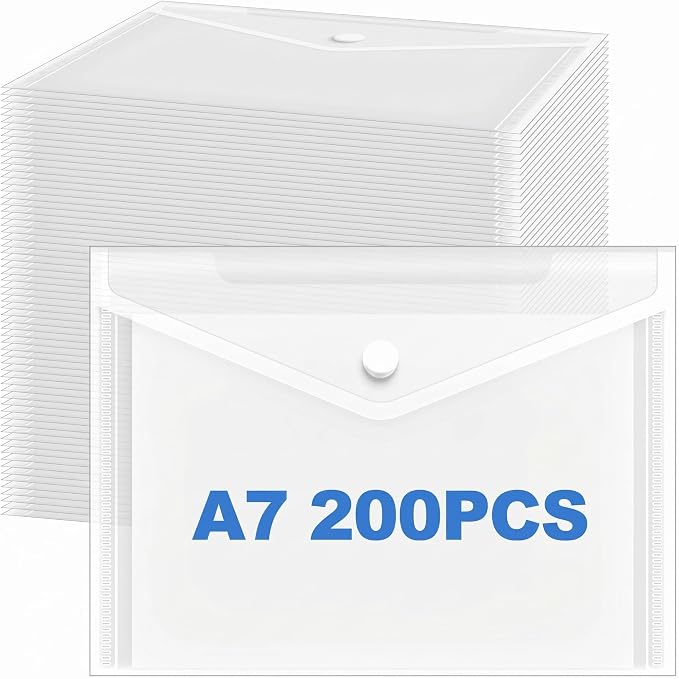 200 Pieces Clear 5x7 Small Plastic Envelopes Receipt Check Storage File Holder Case Waterproof Transparent File Envelopes for Home Office Document Receipt Card Storage