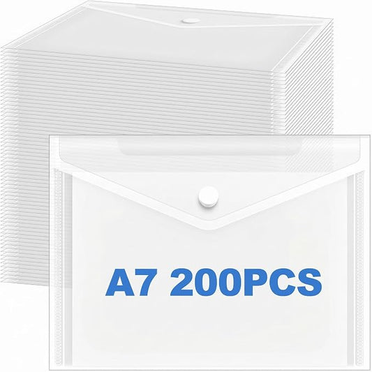 200 Pieces Clear 5x7 Small Plastic Envelopes Receipt Check Storage File Holder Case Waterproof Transparent File Envelopes for Home Office Document Receipt Card Storage