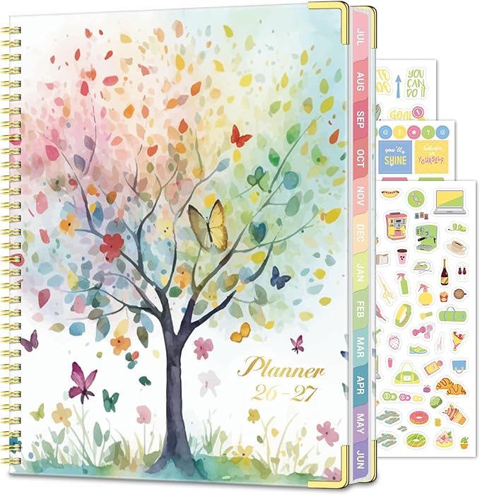 Academic Planner 2026-2027 (8.5" x 11") - Weekly & Monthly Planner (Jul. 2026 - Jun. 2027), Column View Calendar Organizers, Hardcover Agenda Book with Tabs for Office & School, Tree