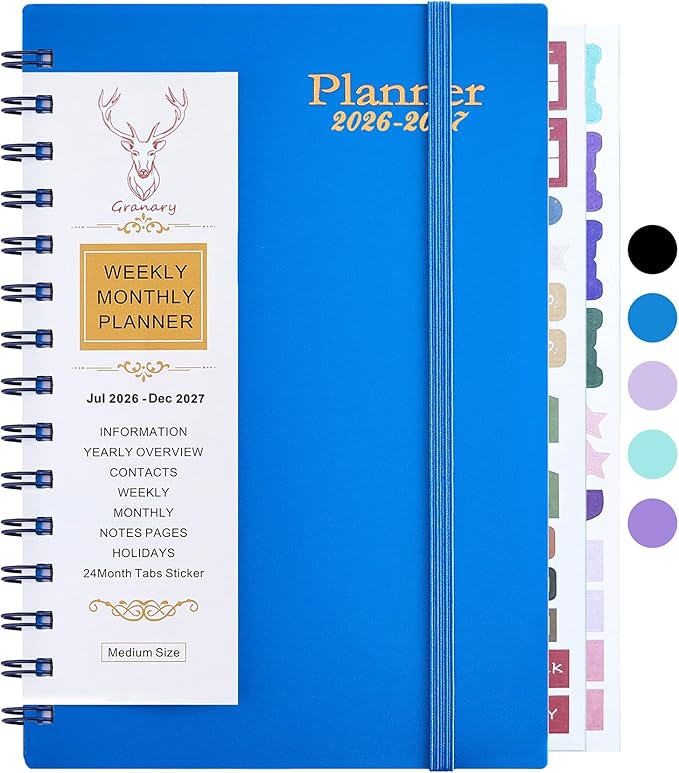 Planner 2026-2027, Weekly and Monthly Planner 2026-2027 Academic Year (July 2026-June 2027), 18 Months Calander Planner, Daily Agenda Book for School Student, Teachers, Office Supplies, Home,8.2"×5.5" (JUL.2026-DEC.2027 Deep Blue)