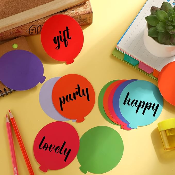Geyee 108 Pcs Balloon Cutouts Colorful Paper Bulletin Board Decorations Assorted Color Hot Air Balloon Die Cut for Teachers Kids DIY Projects Craft Classroom Wall Decor