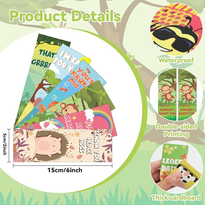120PCS Animal Book Marks for Reading Kids, Paper Bookmark Set Motivational Animal Pun Book Marks, Bulk Funny Book Marks for Book Lovers Classroom Reward