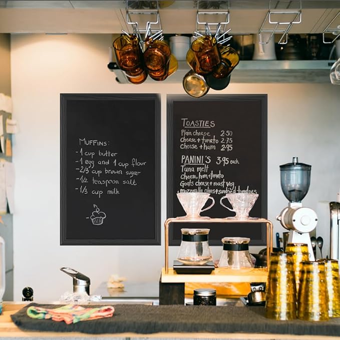 TORASO Chalkboard, Wood Frame Magnetic Chalkboard Sign, Black Wood Framed Chalk Board for Wedding, Kitchen, Bar, Restaurant, Menu & Home Decor,Large Chalkboards, 23.6" x 35.4"(BK-6090)