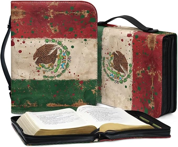 Retro Flag Bible Cover Case for Women Bible Cover with Durable Handle Quilted Bible Carrying Case for Men Women Bible Study Accessories Supplies-Size：XL