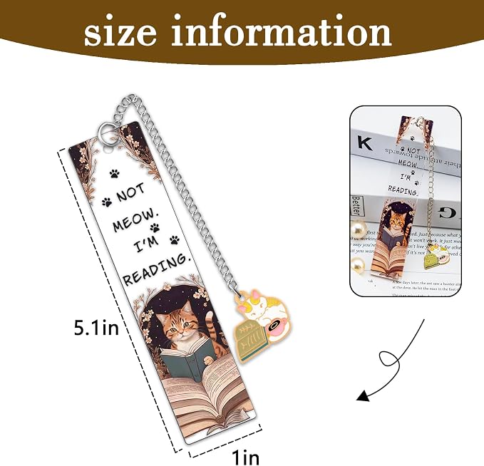 Cat Bookmark for Women Cat Lover Gifts for Students Teacher Thank You Gifts Animal Bookmarks Not Meow Im Reading Acrylic Funny Bookmarks for Book Lovers