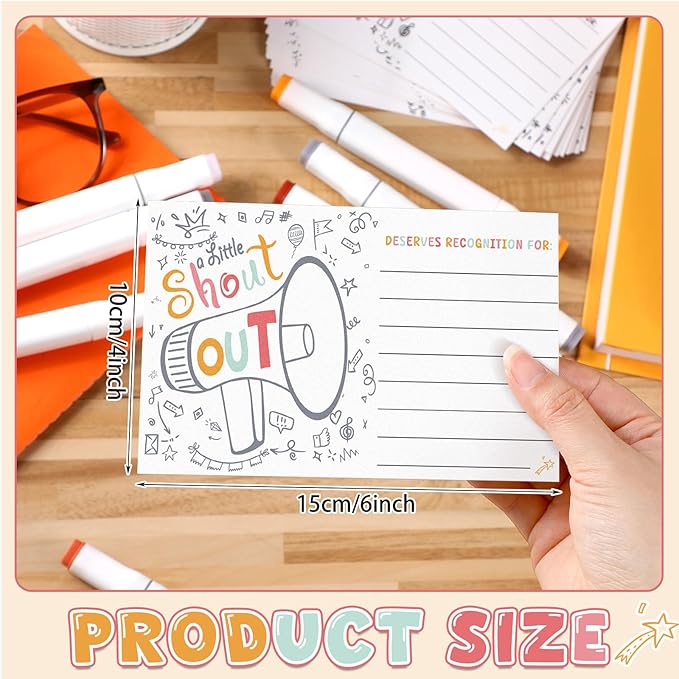 Motiskyy 200 Count Positive Shout out Cards for Staff Teachers Students Employees Office Appreciation Recognition Reward Cards for Back to School or Work Bulletin Board(Charming)
