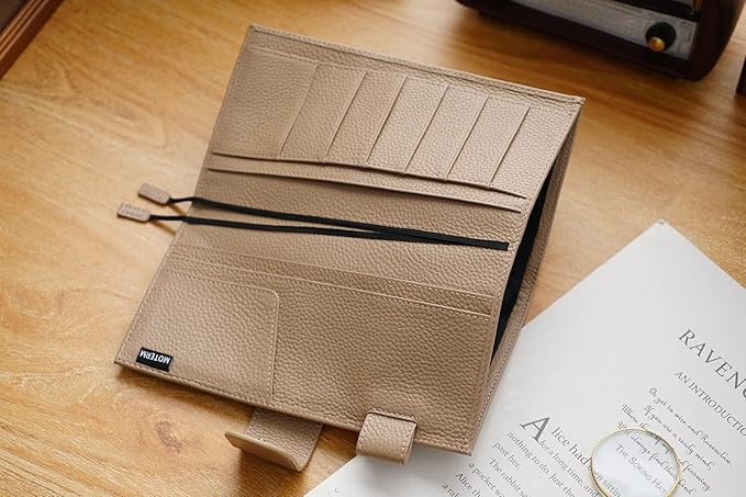 Moterm Leather Cover for Hobonichi Weeks - Fits Hobonichi Weeks/Weeks Mega, with Back Pocket (Pebbled-Taupe)