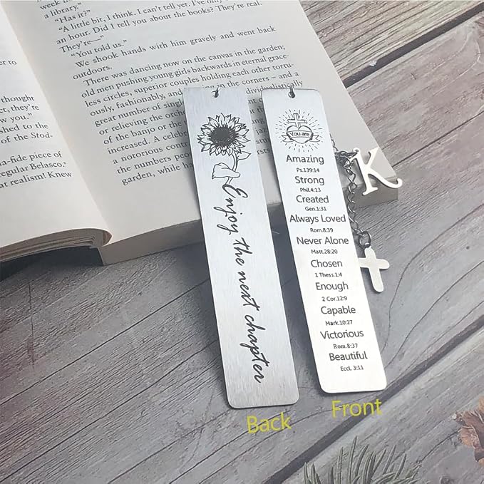 Bible Bookmark for Women Book Lovers Sister Christian Book Marker Gifts for Reader Teens Girls Baptism Birthday Christmas Gift for Coworker Students Bookish Easter Gifts (Silver-K)