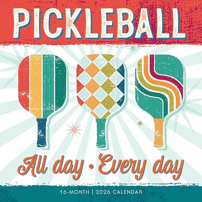 Pickleball 2026 Wall Calendar, 12-Month Sports Calendar for Pickleball Fans, 12" x 12", Monthly Calendar 2026 Planner with Large Grids for Office or Home