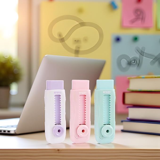 2Pcs Retractable Slide Erasers Bulk Cute Pencil Erasers Drawing Eraser Aesthetic Erasers Push Pull Eraser Back School Supplies for Office Small in Size Correction Products（Random Color）
