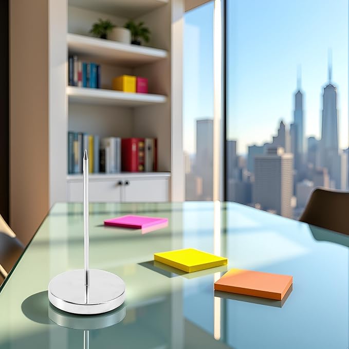 Silver Safe Memo Holder Spike Stick for Bill Receipt Note Paper Order Office Desk, Desk Accessories and Workspace Organizers