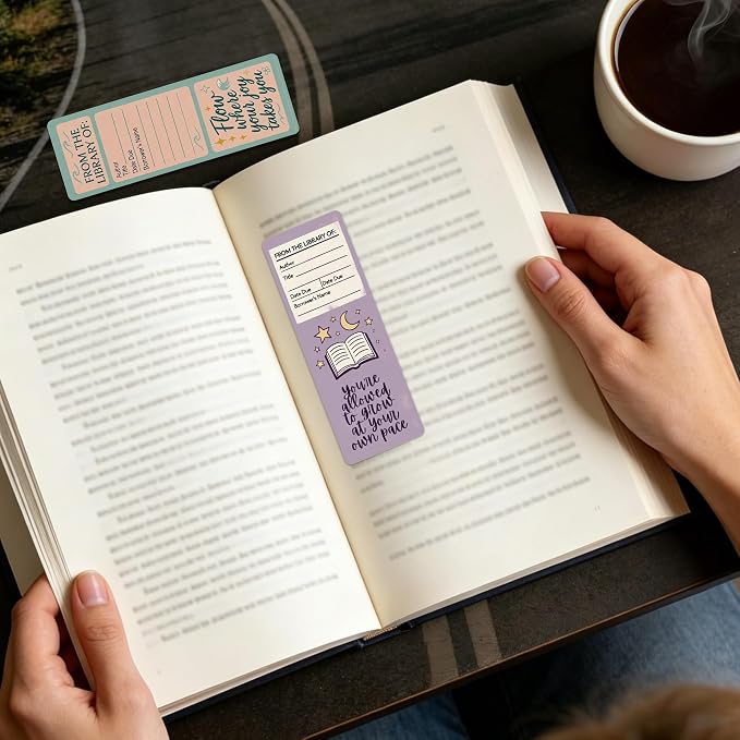 Library Card Bookmarks Bulk, 100 Pcs Vintage Aesthetic Book Marks for Reading Women Girls, Bookish Paper Page Markers Double Sided for Book Lovers Library Reading Accessories Gifts