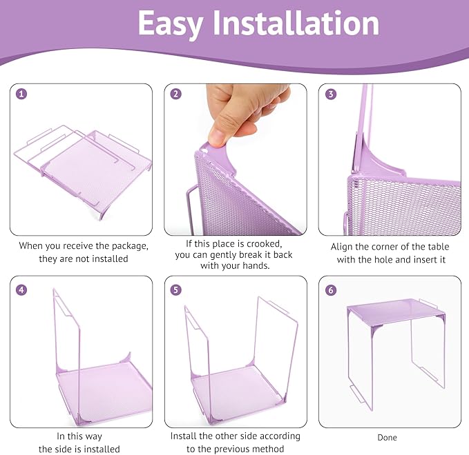 Locker Organizer Shelf Stackable Extra Locker Shelf for School Locker Organizer Storage Cabinet Accessories Suitable for School, Office, and Home use (2, Purple)