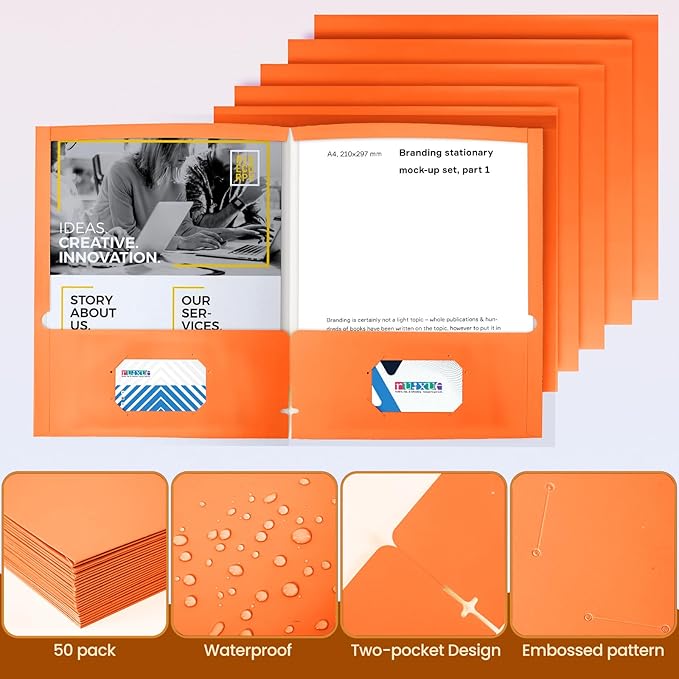 BIBRADAA® 10 Packs Folders with Pockets,Paper Folder Surface with Waterproofing,Letter Size,Holds 100 Plus Sheets,for School,Office,Business. (10, Multicolor Mixing)