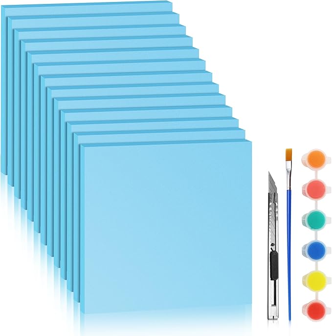 LuckyFoam Blue 13 Pack 12x12x0.5 inch Foam Sheets 0.5 Inch Thick Polystyrene Rectangles XPS Foam Board Craft for Insulating DIY Modeling Art Supplies