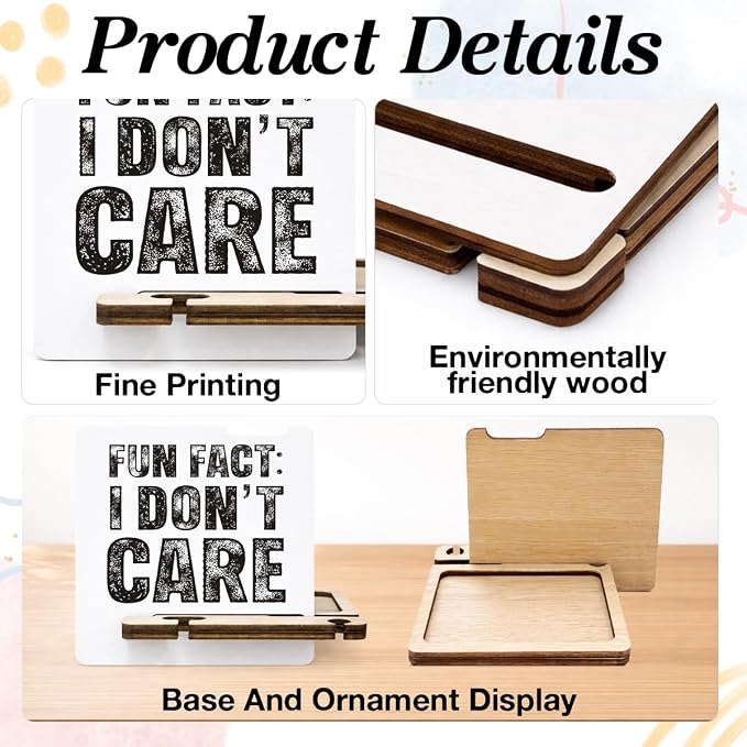 Funny Office Gifts for Coworker - Multi-Functional Desk Organizer Caddy - Humorous Office I Don't Care Wood Sign for Desk Shelf Decor