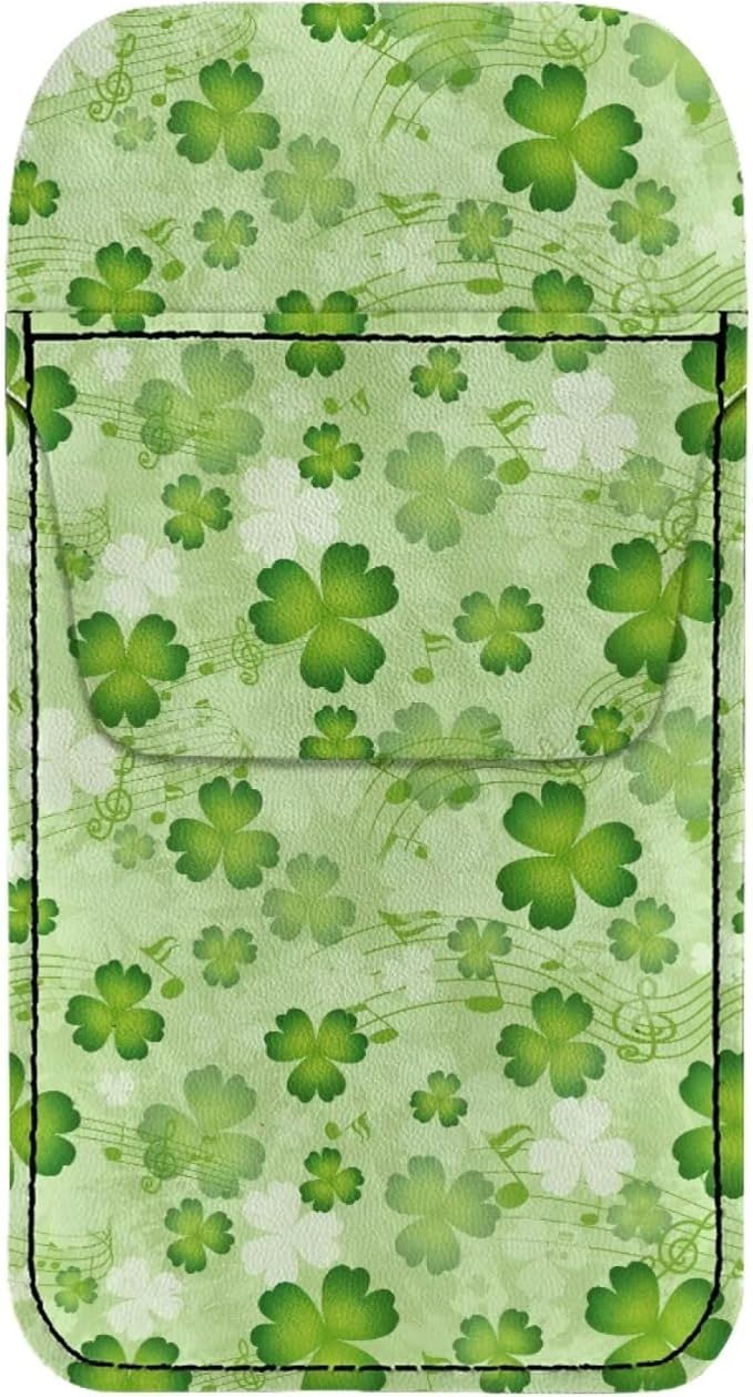 chaqlin Fashion Pocket Protector Green Saint Patrick Print, Leather Pocket Pen Pouch Holder Organizer for Pens and Pencils School Office Hospital Supplies