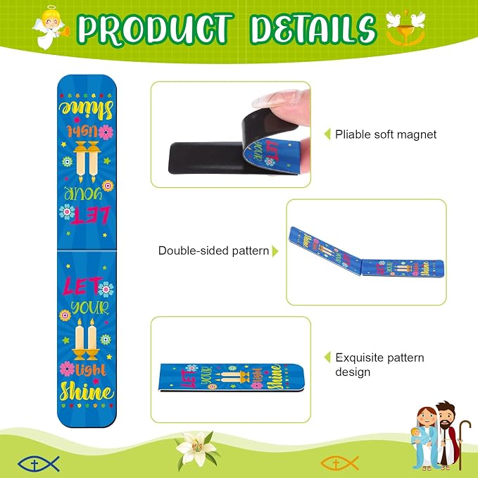 Harloon 48 Pcs Christian Bookmarks Bible Verses Magnetic Bookmarks Religious Inspirational Book Clips Bible Scripture Magnets Christian Gifts for Sunday School Vbs Classroom Reward(Cute)