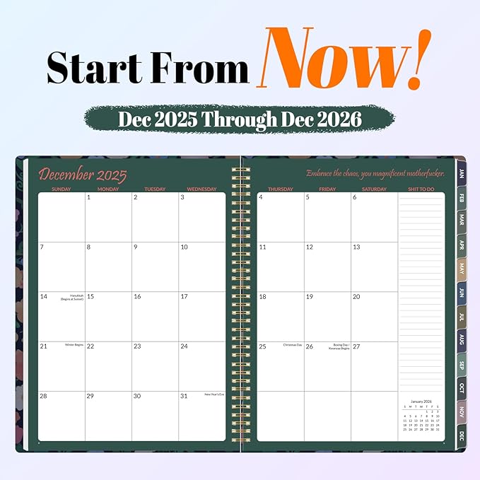 Fu-ck It 2026 Planner for Tired Women, 8.5" x 11", 12-month Funny Weekly Agenda With Sweary Affirmation and Badass Quotations White Elephant Gifts- from January 2026 - December 2026, Flower