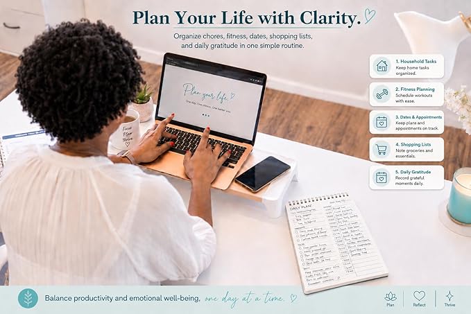 24 Hour Daily Planner with To Do List for Work & Personal Life,105 Days Undated Daily Task Planner with Hourly Schedule, Priority & To Do List Organizer, Top Spiral Bound Daily Planning Pad for Home Office Use,Student,Housewife, No Bleed Everyday Plann...