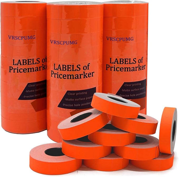 2-Line Price Labels: 20,000 Blank 10-Bit Pricing Tags for MX-6602, MX-6600, YH-689 & More Tag Guns (Orange Red)