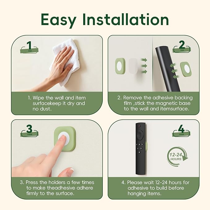 Magnetic Remote Control Holder Wall Mount Self-Adhesive, 6 Pack Upgraded Silicone Remote Organizer Storage Wall Holder for Home Office TV, Fan and Air Conditioner Remote Control 6 Green