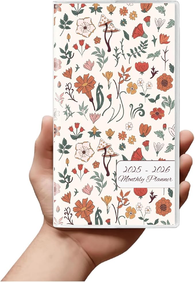 Pocket Calendar 2025-2026 Planner, Daily Weekly Monthly Planner Jan 2025 to Dec 2026 (3.7" x 6.7") Page Size, Daily Planner 2025 for Purse - Wildflower