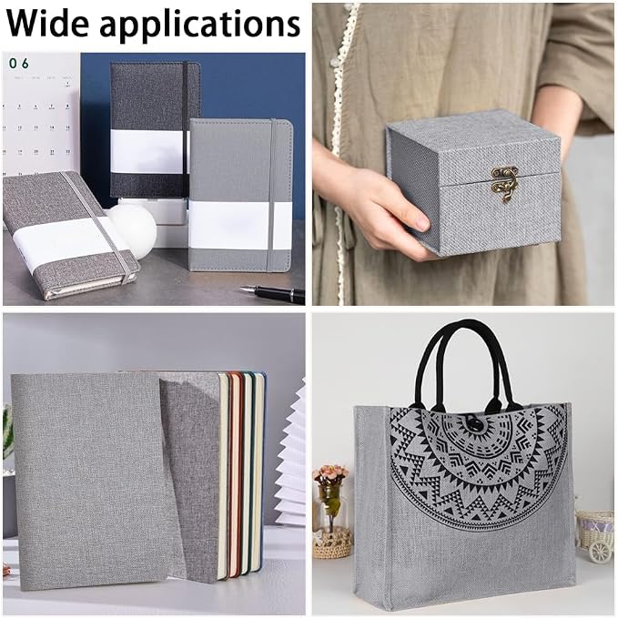 CRASPIRE 51 x 11.8 Inch Dark Grey Book Fabric Book Binding Cloth with Paper Back Polyester A4 to A8 Woven Linen Cover for Books Album Scrapbooking Archival DIY Covering Bookbinding Protector