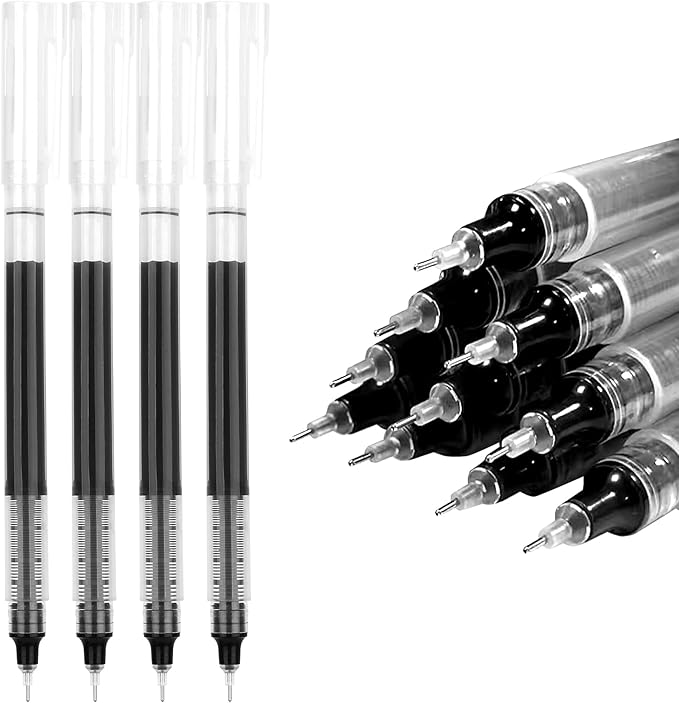 Black Pens for School Back to School Pens Liquid Ink Rollerball Pen Black Fine Tip Pen 12 PCS Extra Fine Point Writing Pencils Pack of Pencil Black Ink 0.5 Mm Left Handed