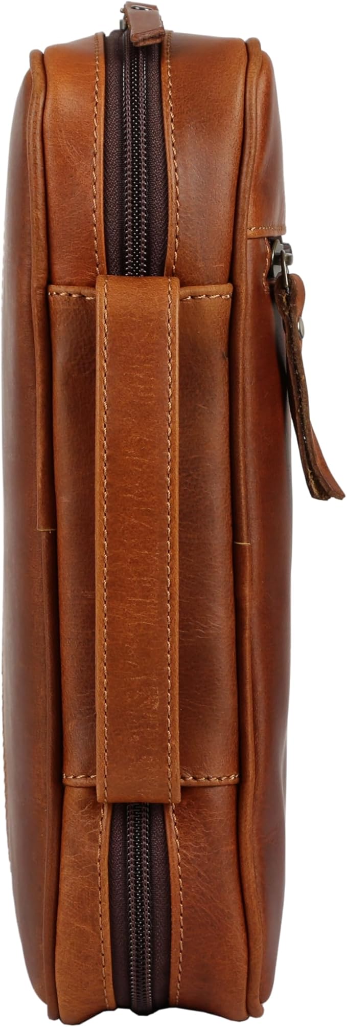 Leather Bible Cover for Men & Women – Zippered Bible Case with Handle, Note & Pen Organizer – Fits Large Study Bible – 11.5x8.5 Inch (Orange)
