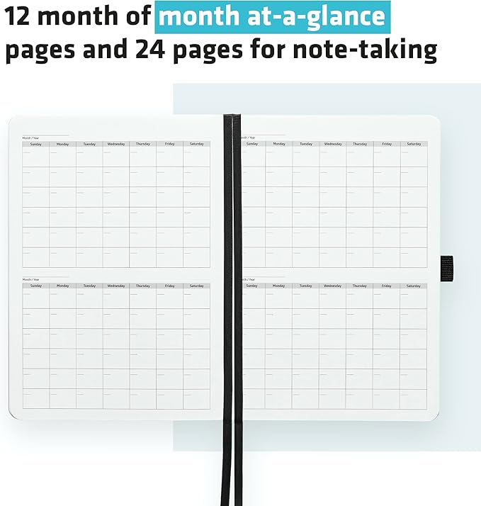Action Day Undated Weekly, Monthly Planner, Designed to Get WORK Done - To-Do List, Projects List, Meeting Notes & Action Items - Perfect for Office & School, Pocket, Lay-Flat Binding, 7x9, Black