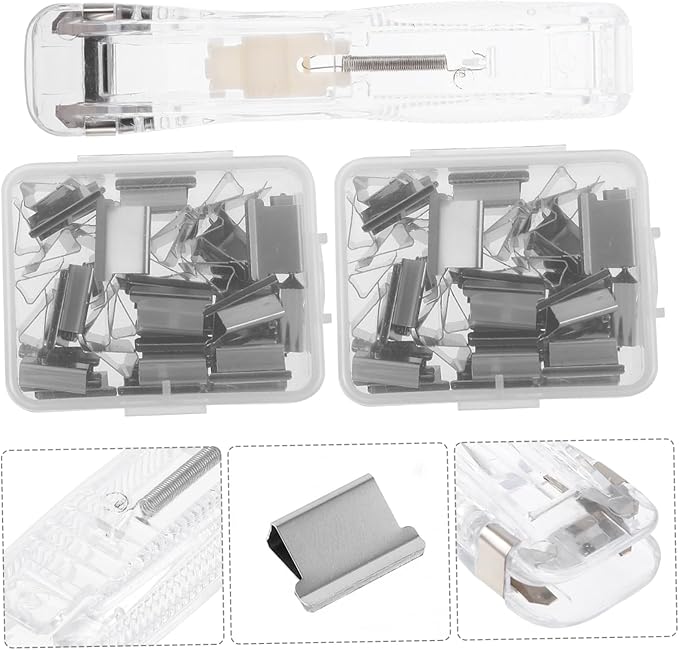 Operitacx 5sets Refillable Paper Stapler Clips No- Binding Push Clip Dispenser for Office Supplies for Document Organization and Paper Management