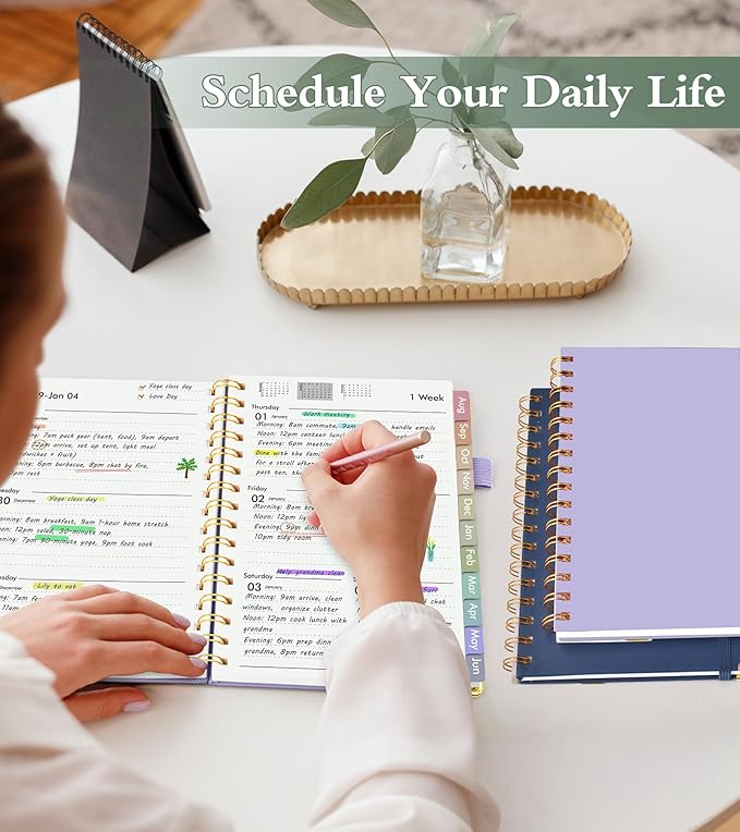 Academic Planner 2026-2027, Hardcover Weekly and Monthly Calendar Planner from July 2026 - June 2027, Daily Agenda Planners with Tabs, College School Organizer for Student Teacher, A4 (8.5" x 11"), Purple