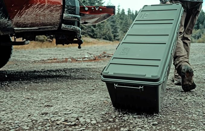 MTM MGC - The Mule Mobile Gear Crate, Storage for Hunting & Outdoor Gear, Shooting Supplies, Camping Accessories, Water-Resistant, Stackable, 81 Qts Capacity, 43.5”x14.7”x11.5”, USA Made, Army Green