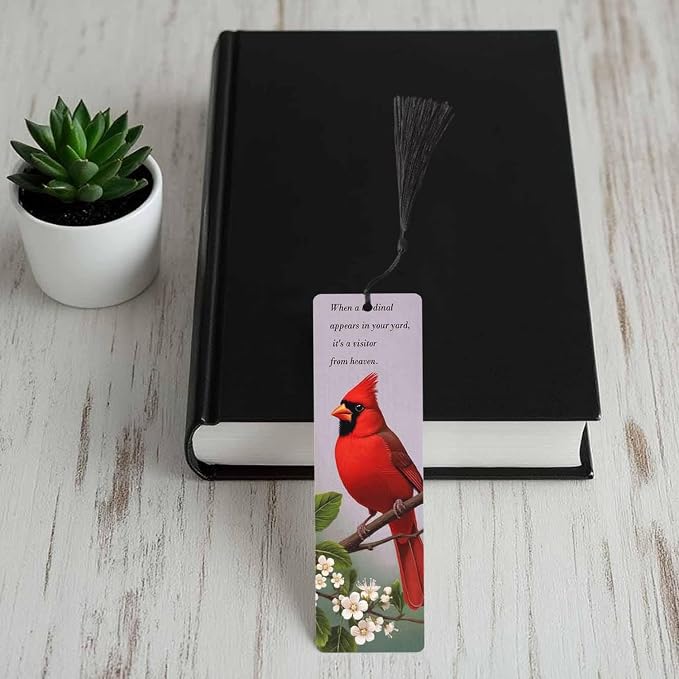 Cardinal Bird 5 Pcs Bookmarks Tree Branches Leaves Flowers Wooden Bookmarks with Tassel for Students Reader Teachers Book Lovers