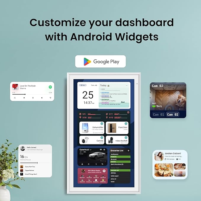 Apolosign 27-inch Digital Calendar : Dual Mode Smart Wall Planner, No Subscription, Install Apps, Sync Calendars, Electronic Touchscreen Interactive Display for Family Schedules, Chore Chart - with Stand (White)