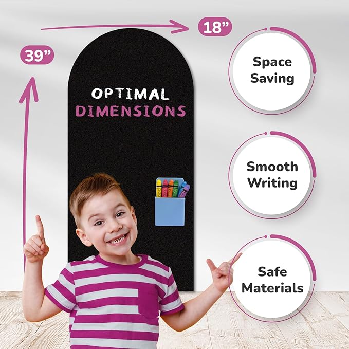 YOUNGJQ Magnetic Arch Wall Decal, Magnetic Chalkboard for Wall 39" x 18" Adhesive Backing Wallpaper for Playroom Home(Black)