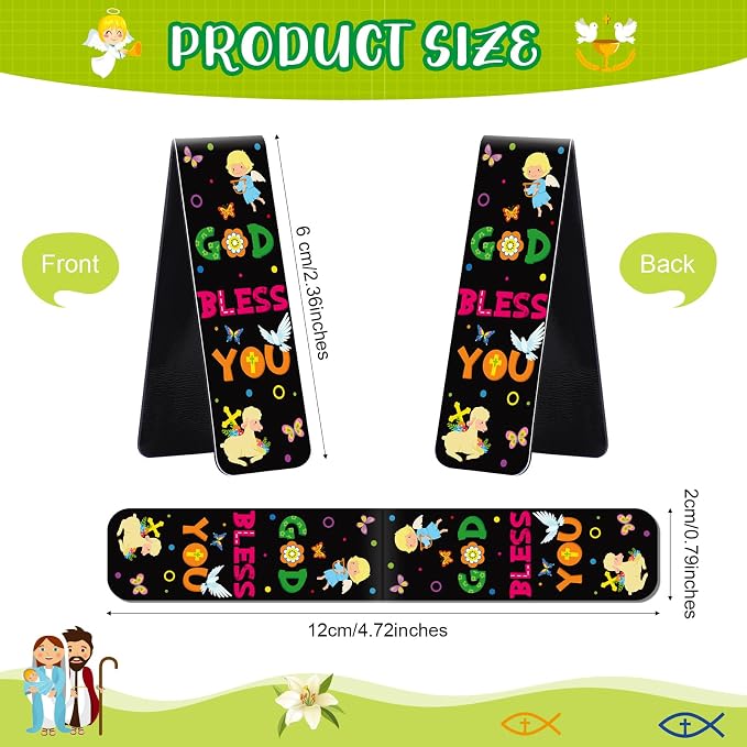 Harloon 48 Pcs Christian Bookmarks Bible Verses Magnetic Bookmarks Religious Inspirational Book Clips Bible Scripture Magnets Christian Gifts for Sunday School Vbs Classroom Reward(Vibrant)